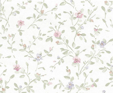 Dollhouse Miniature Wallpaper Rose/Lilac Flowers with Ivy